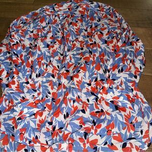 Ralph Lauren Red and Blue Floral Blouse